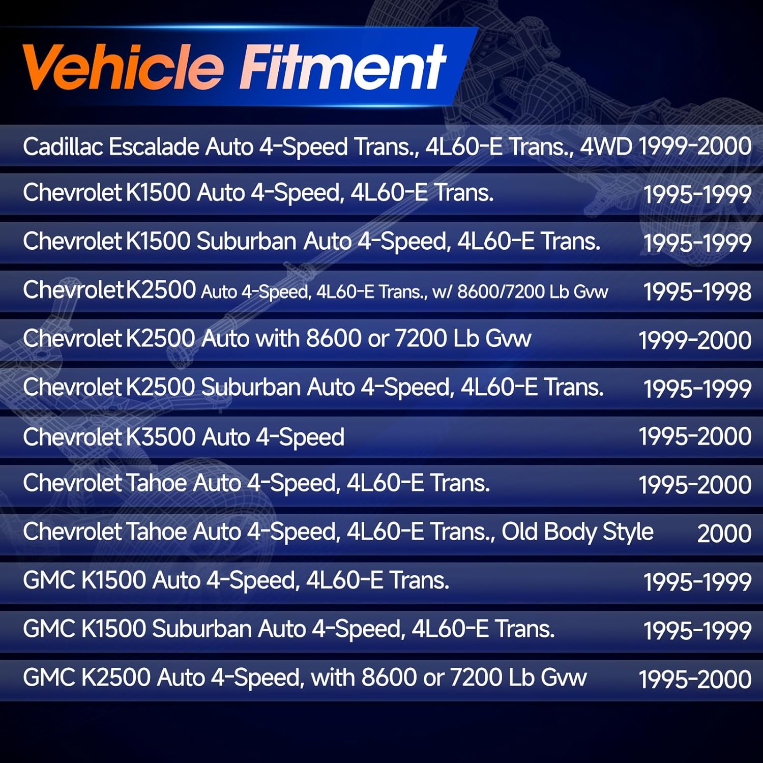 938-224 Front Drive Shaft Assembly [Automatic Transmission] Fit for Chevy K1500 K2500 K3500 GMC Yukon 4-Speed, 4L60-E Trans., Complete Prop Shaft Driveshaft Replaces 26057959, 65-9361