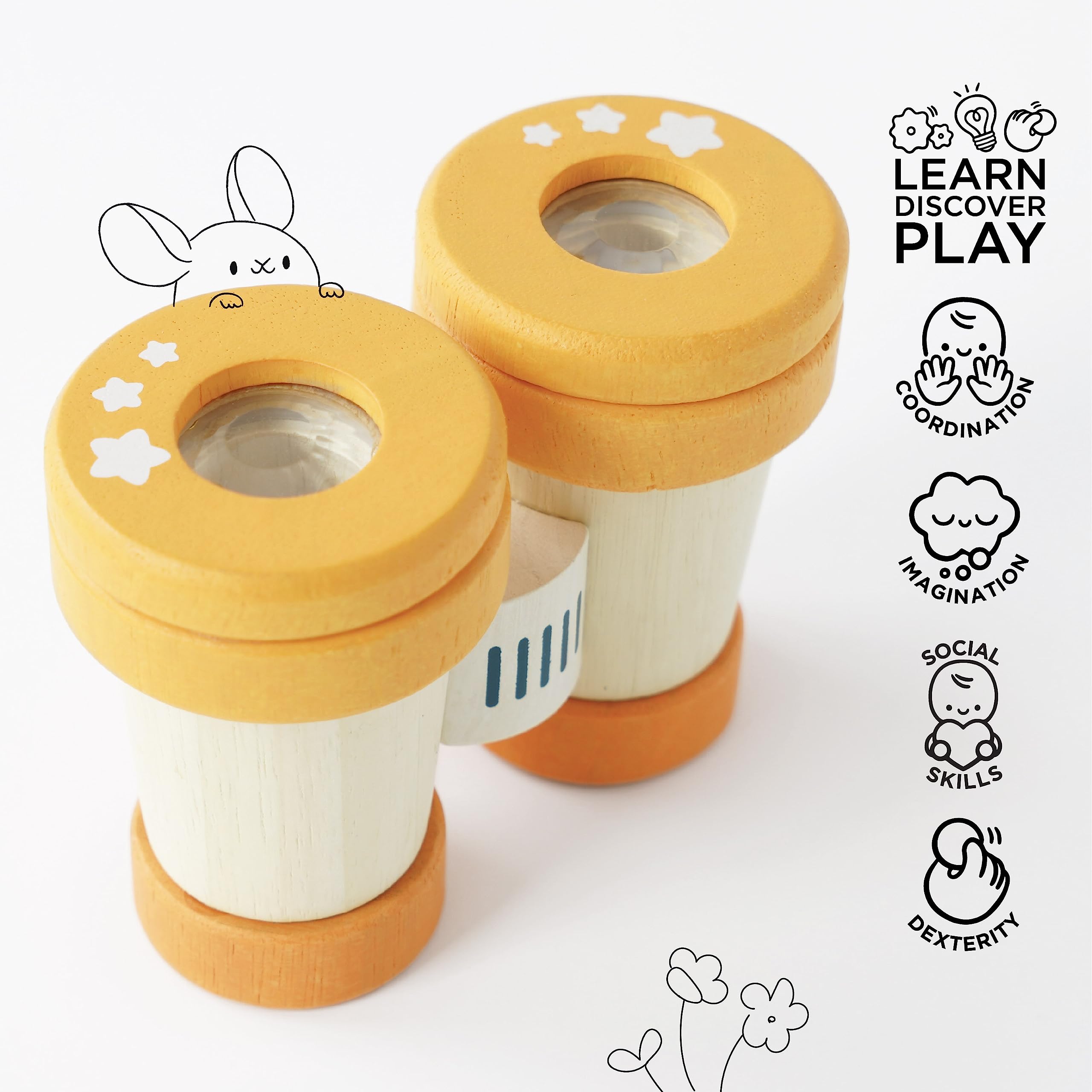 Le Toy Van - Petilou Jumelles éducatives en Bois Multi-sensorielles colorées pour Les Tout-Petits et Les bébés | Convient aux Enfants de 18 Mois et Plus