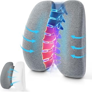 Lumbar Support Pillow for Office Chair Back Support Pillows for Car, Computer, Gaming Chair, Recliner Memory Foam Back Cushion for Pain Relief Improve Posture with Adjustable Strap