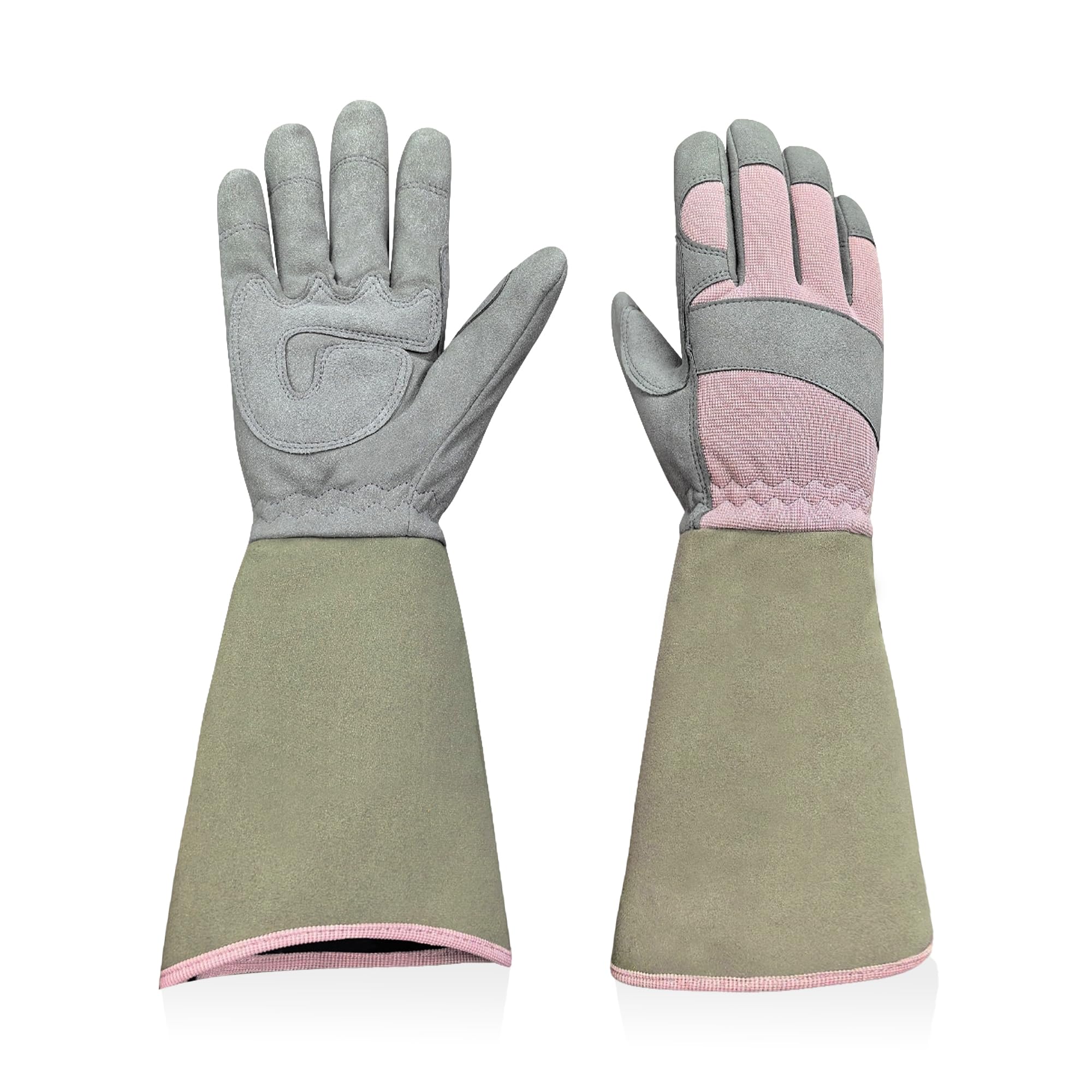 Intra-FIT Schnittschutz Gartenhandschuhe, Dornenfeste Lange Rosenhandschuhe,Kevlar-Handfläche, stoßdämpfend, abriebfest, atmungsaktiv für Rosen, Sträucher & schwere Gartenarbeit(Grün,L)