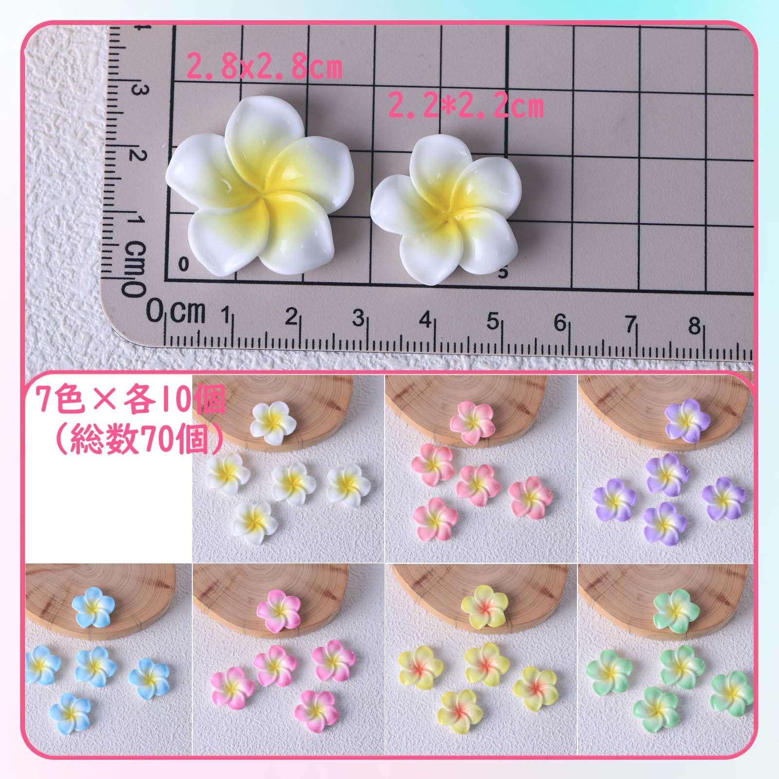 Amazon.co.jp: HAKONA プルメリア レジン 花 デコパーツ70個7色 3d