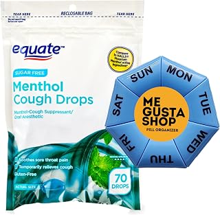 Equate Sugar Free Menthol Cough Drops, 70 Count Pack of 01 70 Total Includes Pill Organizer
