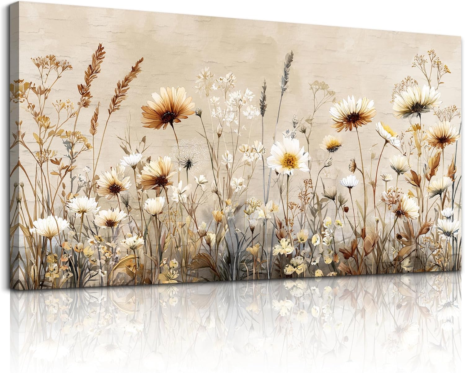 lianyibo Large Floral Wall Art Flower Elegant Meadow Wildflowers Posters Prints, Nature Aesthetic Paintings for Living Room(70x140/Frameless)