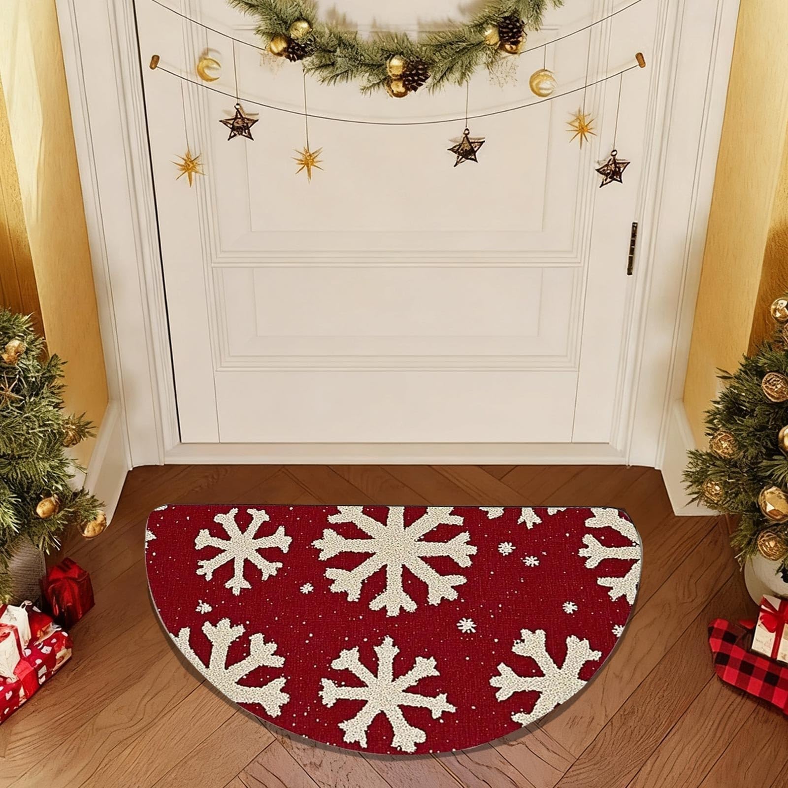 Christmas Door Mat, 50x80cm Merry Christmas Decorative Doormat, Welcome Front Door Mat for Entryway Indoor Outdoor, Xmas Rustic Non-Slip Mat for Porch Holiday Decor