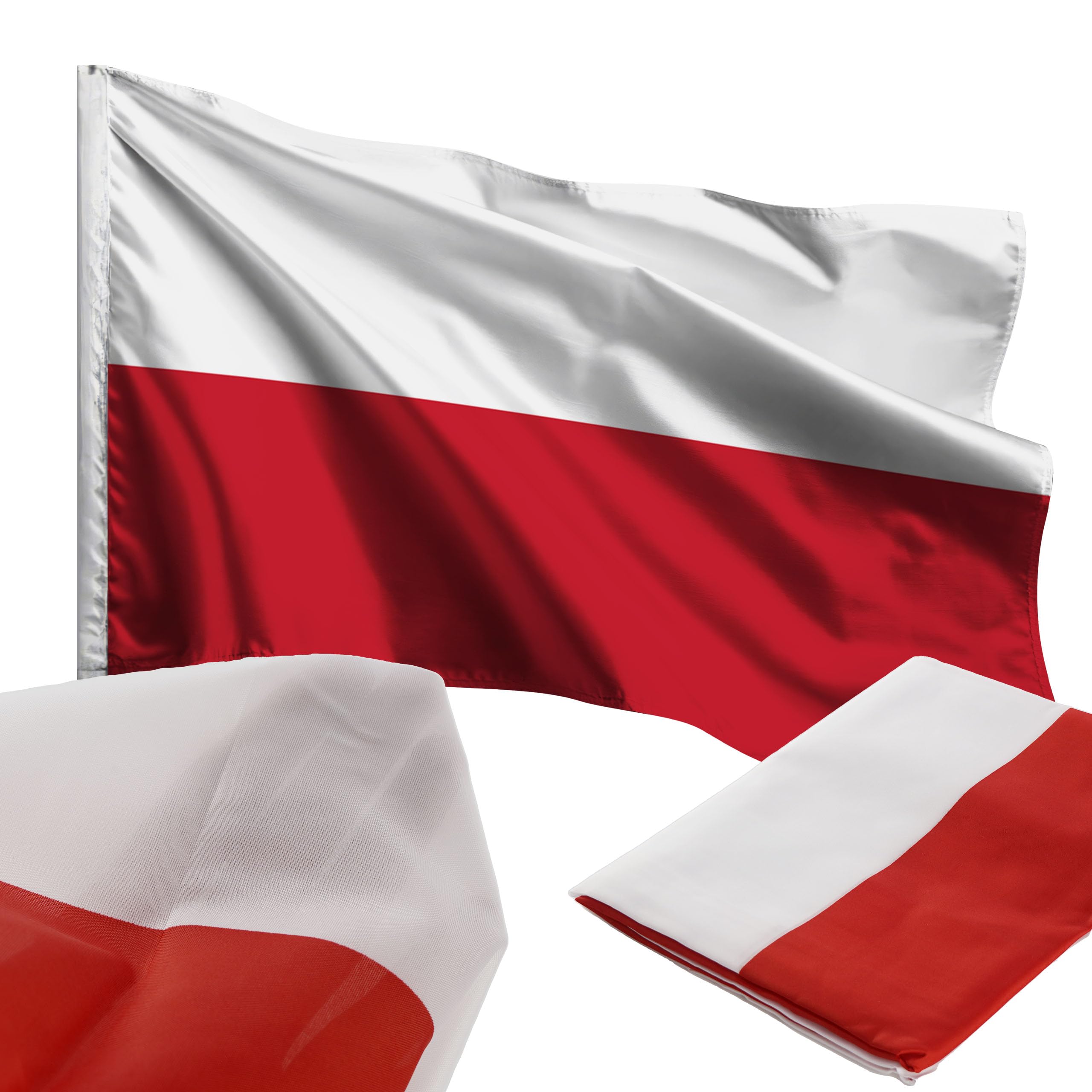 Flaga Polski biało czerwona narodowa 110x70 cm na drzewiec maszt materiał wysokiej jakości