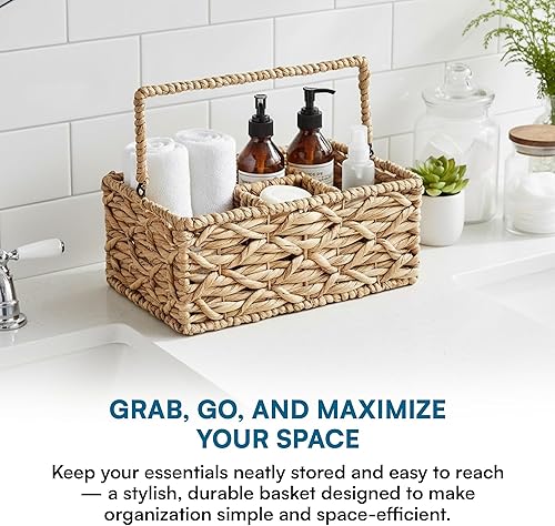 Miniatura 7 de Honey-Can-Do Cesta de mimbre multiusos de 3 compartimentos con asa, natural STO-09844 Natural Medio