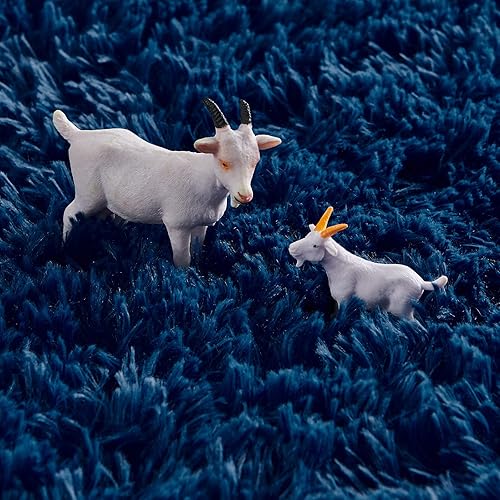 Miniatura 3 de FJZFING Alfombra redonda azul marino ultrasuave de felpa moderna de 5 x 5 pies para dormitorio de niños, alfombra circular esponjosa para cuarto de