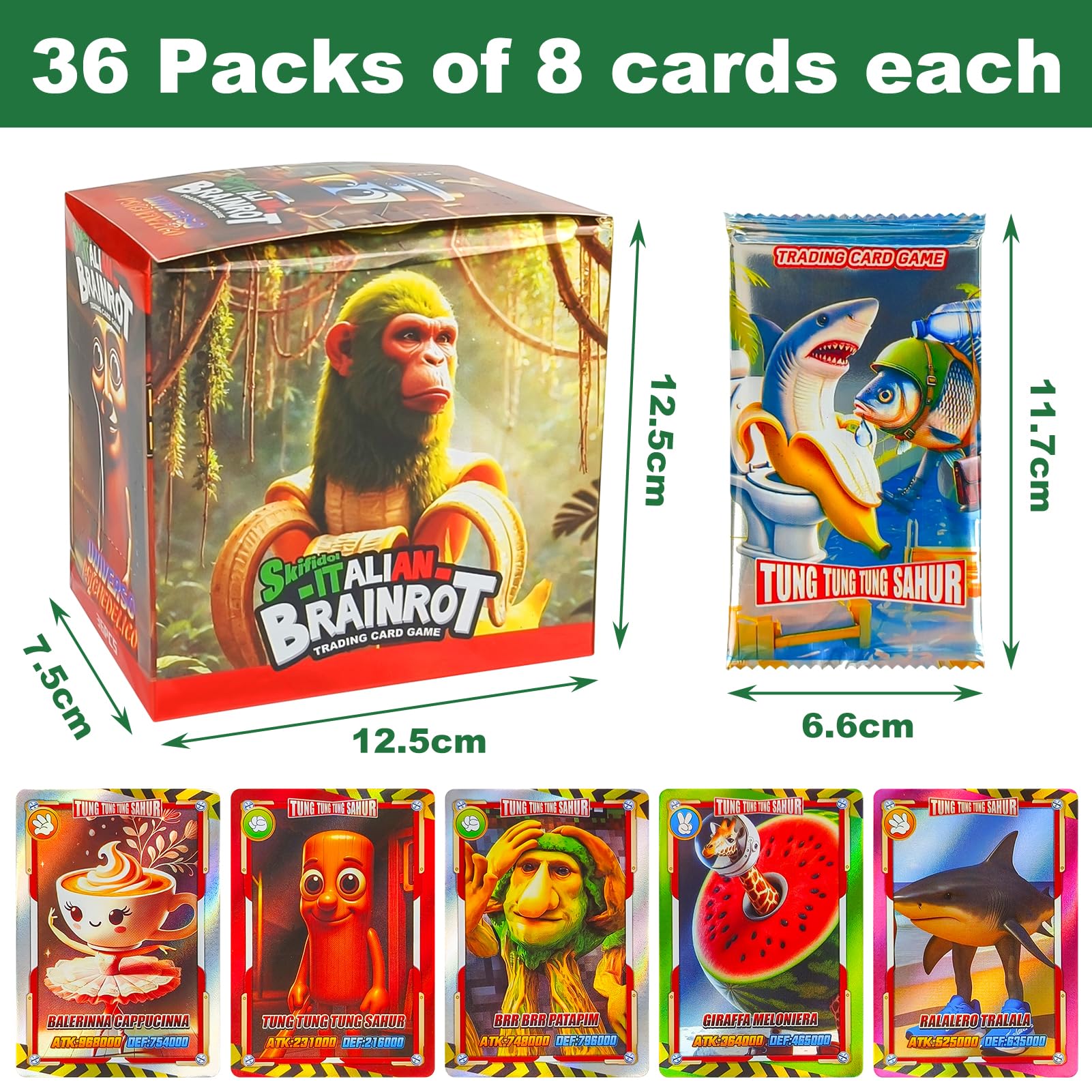 Skifidol Italian Brainrot Trading Card Game - 30 Packs Mit Seltenen Sammelkarten