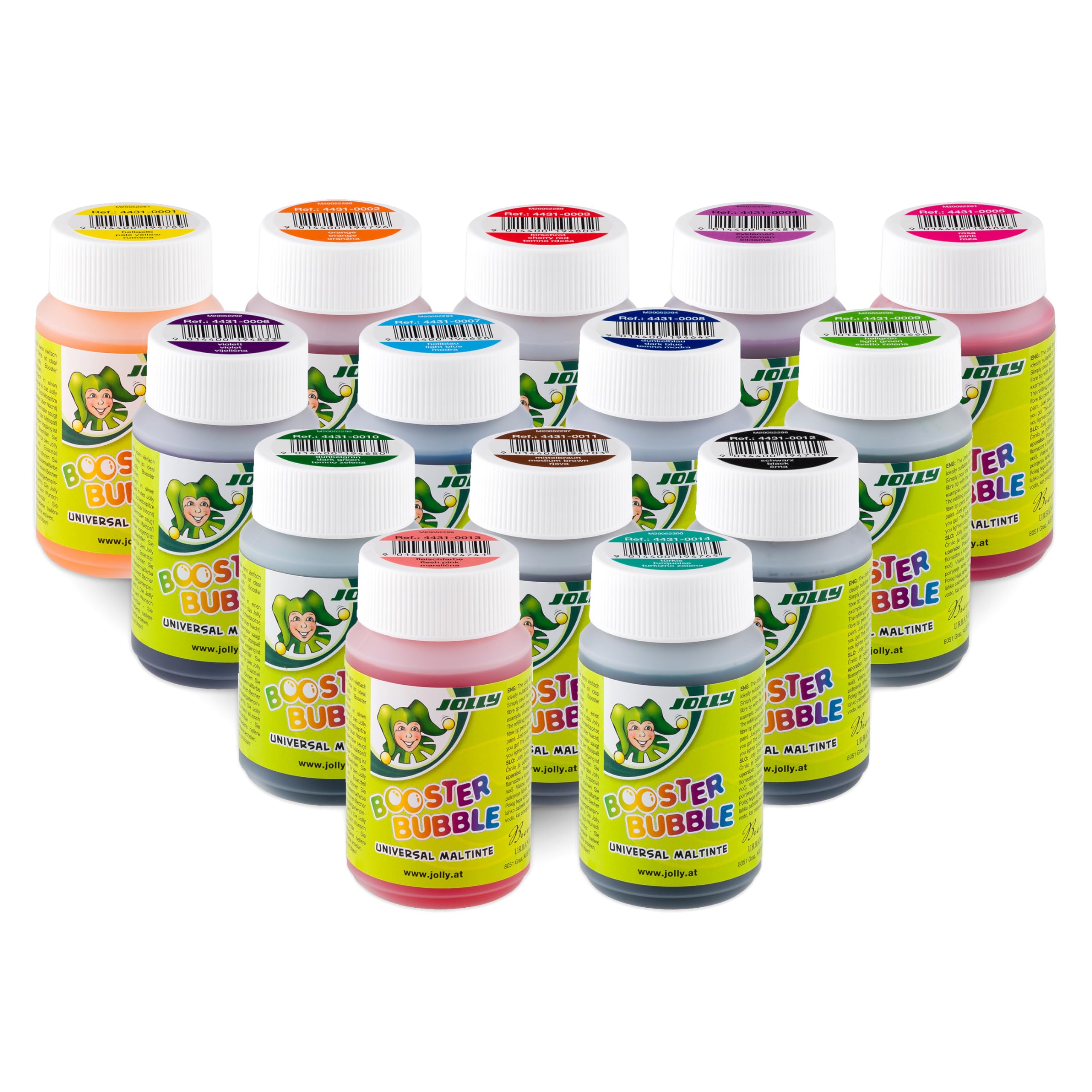 JOLLY Booster Bubble - Inchiostro universale per pittura e ricarica di JOLLY BOOSTER XL, 100 ml, 14 colori assortiti