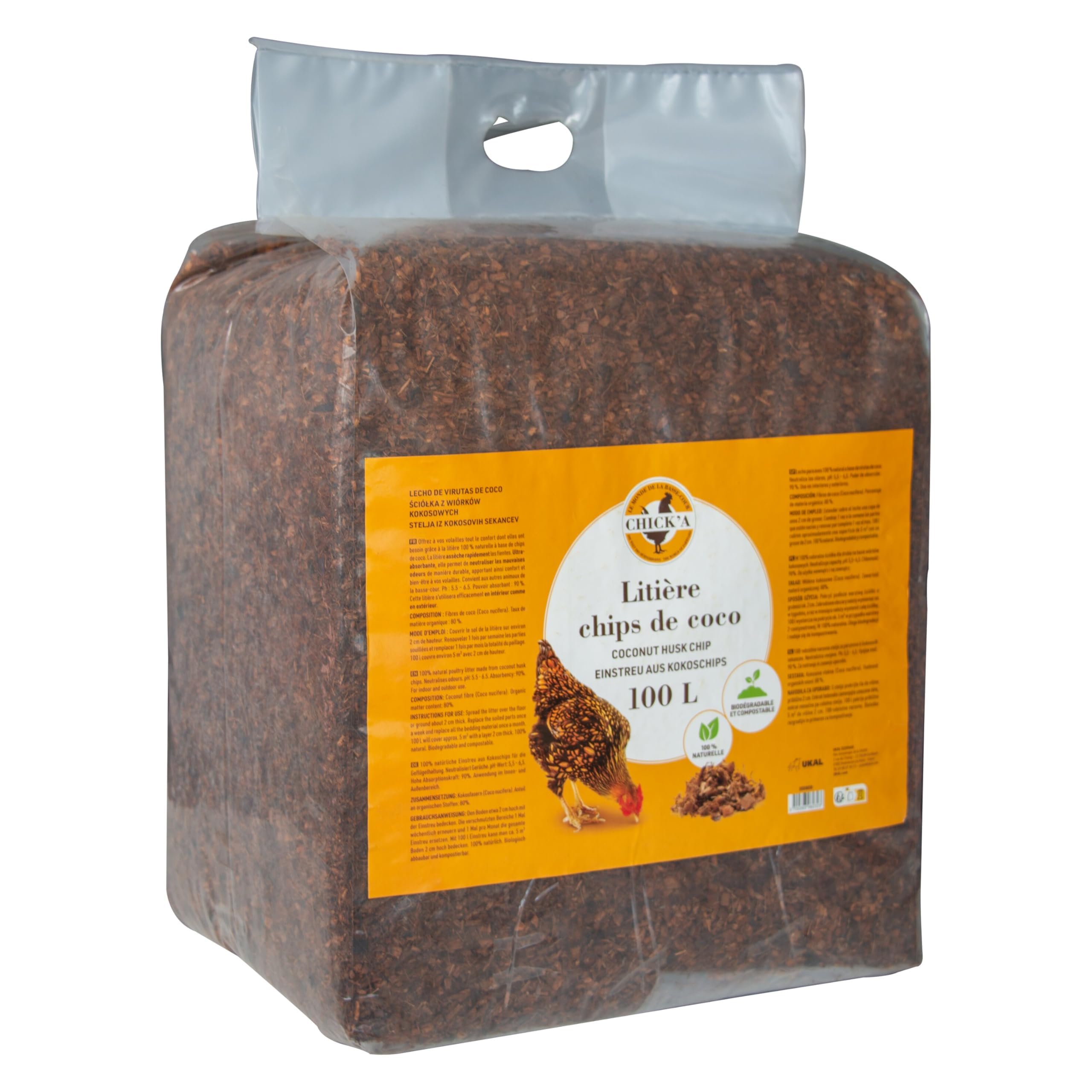 horizont Arena de coco 100 L gruesa para aves de corral, animales pequeños