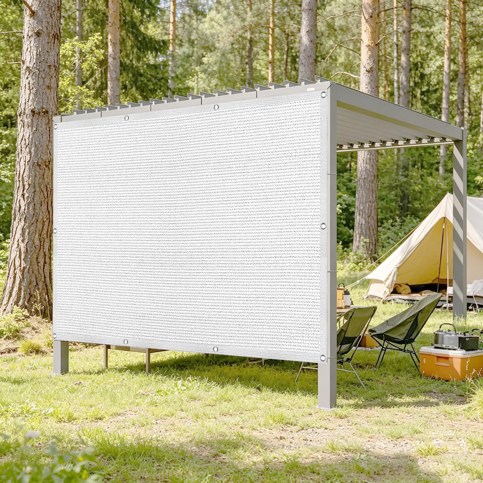 Brise Vue pour Balcon 100 x 350 cm Au Vent Protection Contre Les Regards Cache Vue Balcon Facile a Poser pour Exterieur Terrasse Jardin et Serre Câble, Blanc