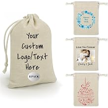 CUESREM Personalized Gift Bag,Personalized Drawstring Sacks Bag Add Any Photo Name Logo Picture Reusable Present Bags for Party Supplies Holiday Decor 8 Pack