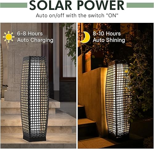 Miniatura 8 de Gran lámpara de pie para el patio para ponerla al aire libre Lámpara de patio luces de patio alimentados con energía solar linterna resistente a la