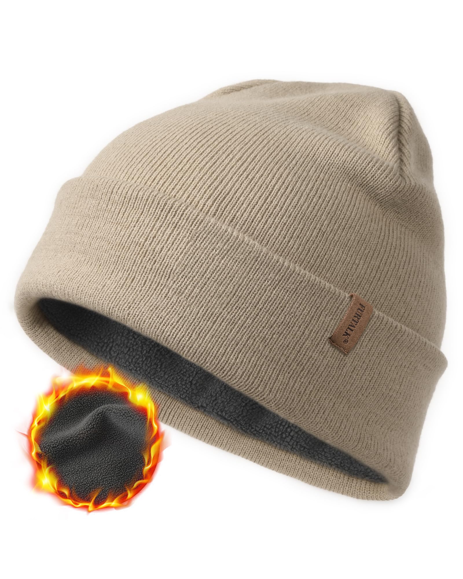 FURTALK Classic Beanie Mütze Herren mit Weichem Fleecefutterr Unisex Strickmütze Warm Bequem Wintermütze für Damen