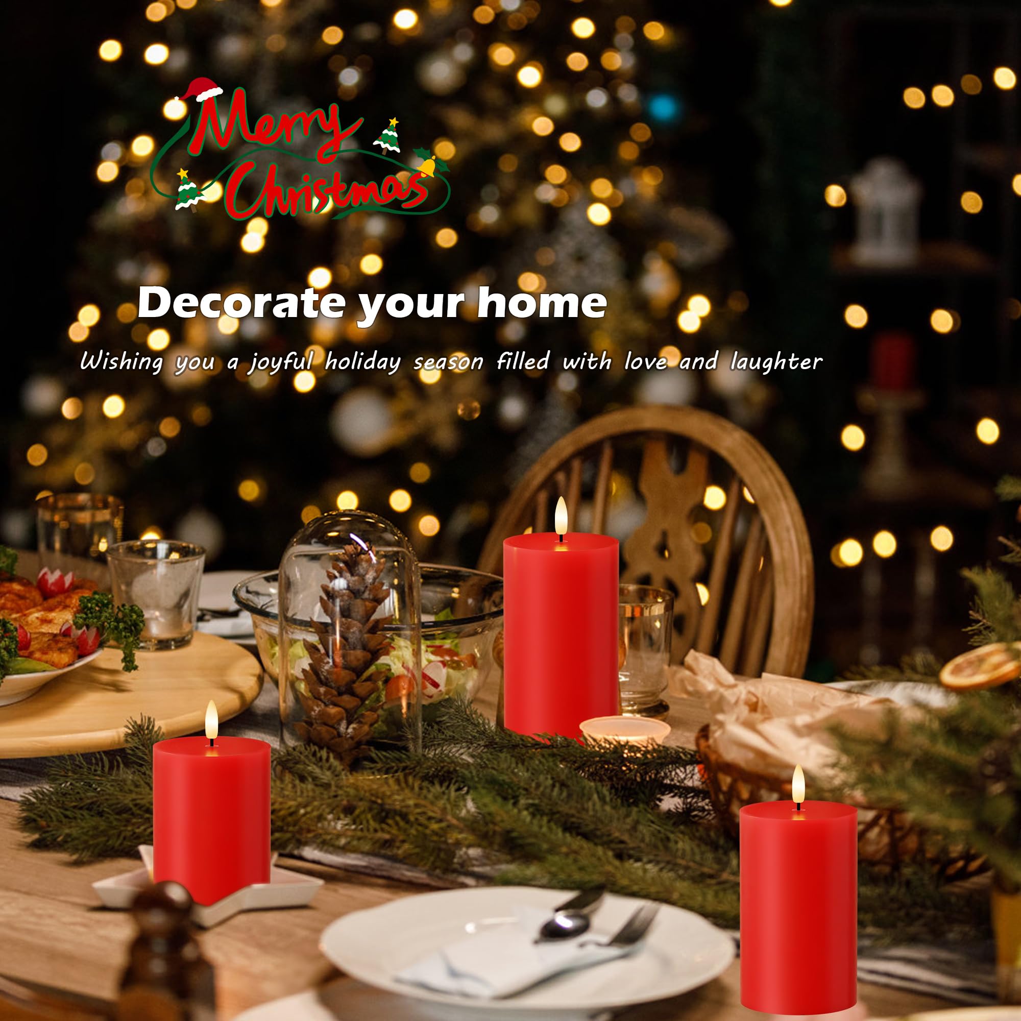 Amazon.co.jp : AFINETH 赤いフレームレスキャンドル リモコン付き