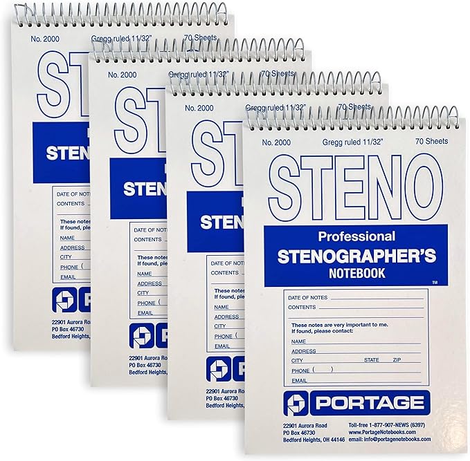 Portage Notebooks Super Thick Backing Steno Pads, Ultra