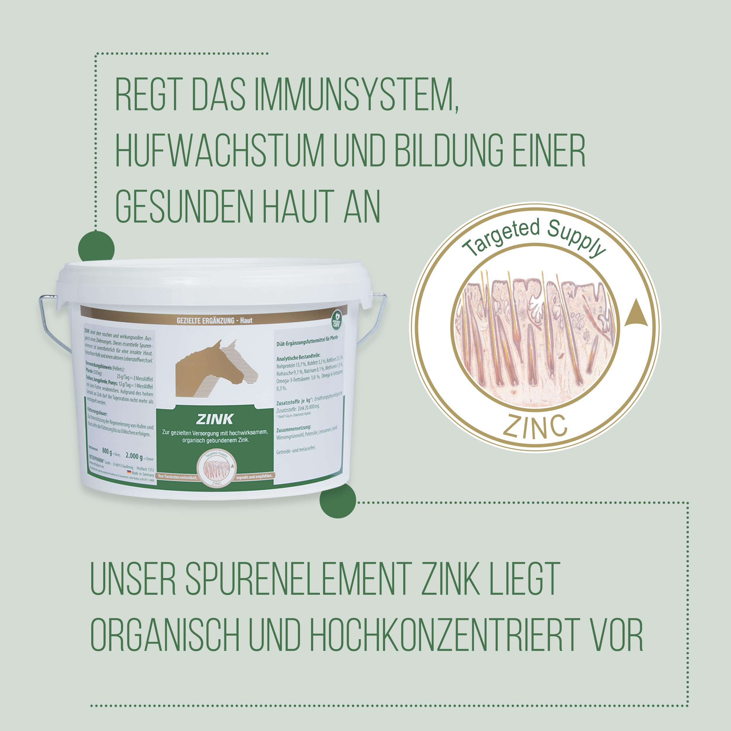 Vetripharm cynk | 800 g | dieta uzupełniająca karma dla koni | bez zbóż i melasy