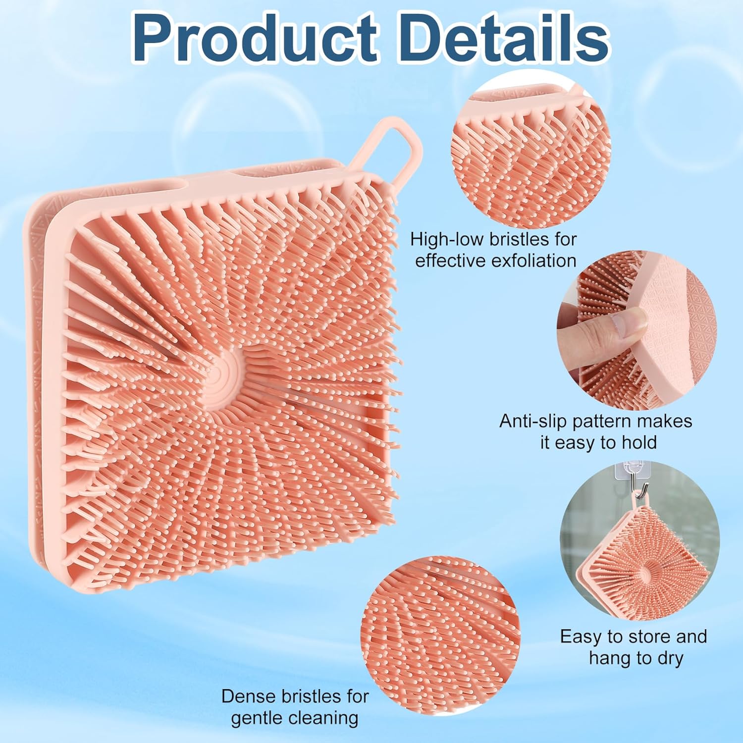 Silicone Body Scrubber 2pcs Silicone Loofah Silicones Shower Scrubber Exfoliating Body Scrubber for Women Men Soft Silicones Bath Shower Brush & Scalp Massager for All Skin Lather Well (Black,Pink) - Image 4