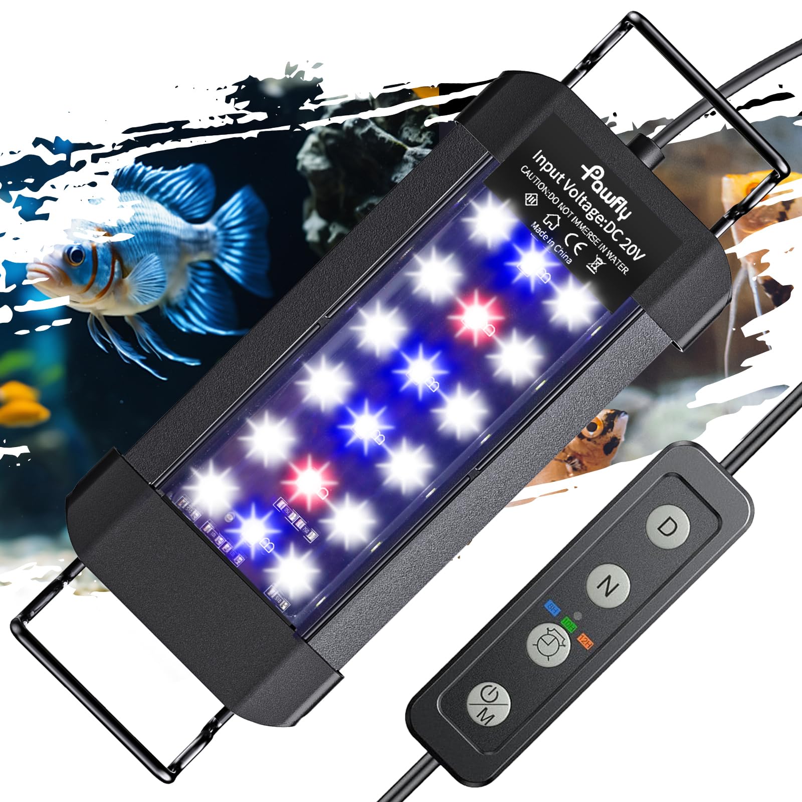 Pawfly Aquarium Light for 15-26 CM Tanks, 6 W Fish Tank Light, Full Spectrum Aquarium Lights, Extendable LED Fish Lamp with Timer, Daytime/Night Modes & Adjustable Brightness for Freshwater โ image 1