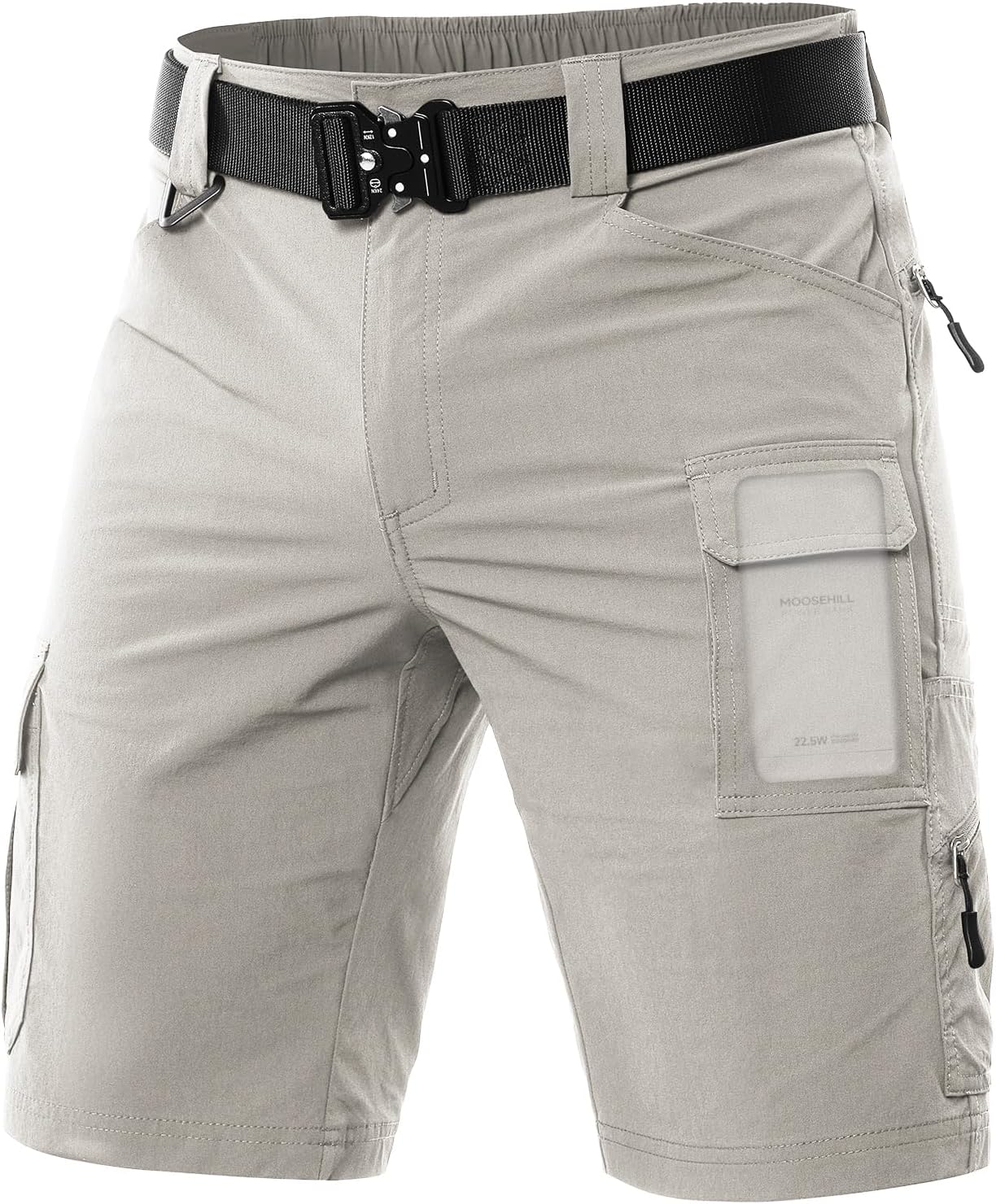 Moosehill Men's Hiking Cargo Shorts Quick Dry Work Shorts for Men Casual Tactical with 7 Pockets Waterproof No Belt