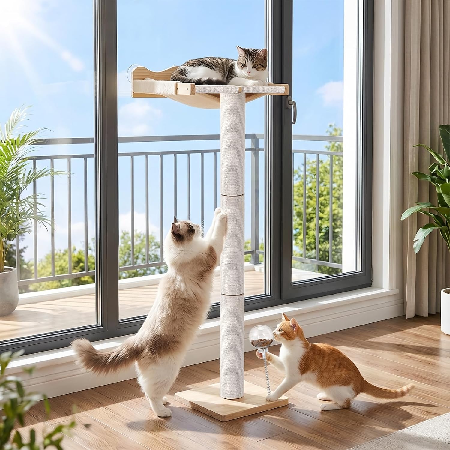 Cat Window Perch with Scratching Post, Hammock with Cushion