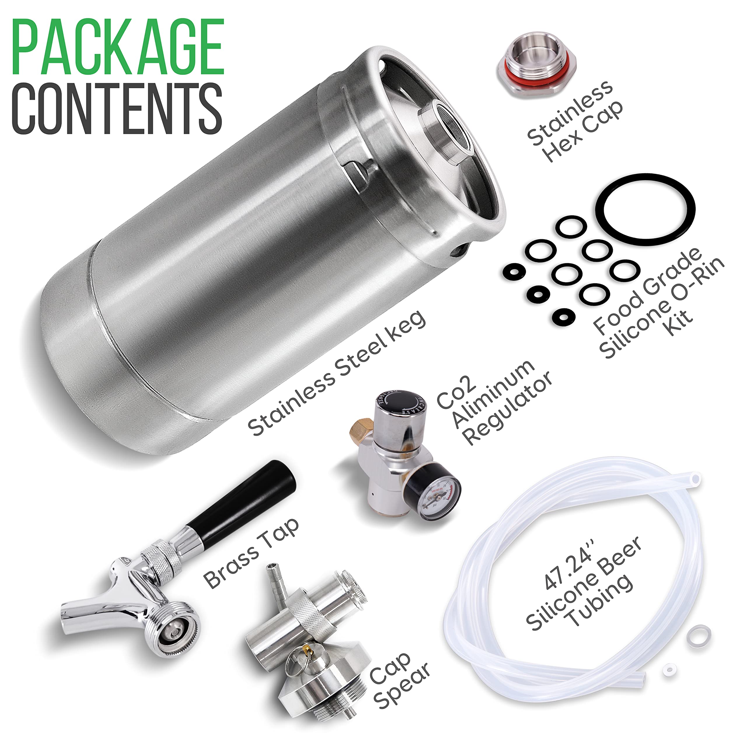 NutriChef Pressurized Growler Tap System Stainless Steel Mini Keg