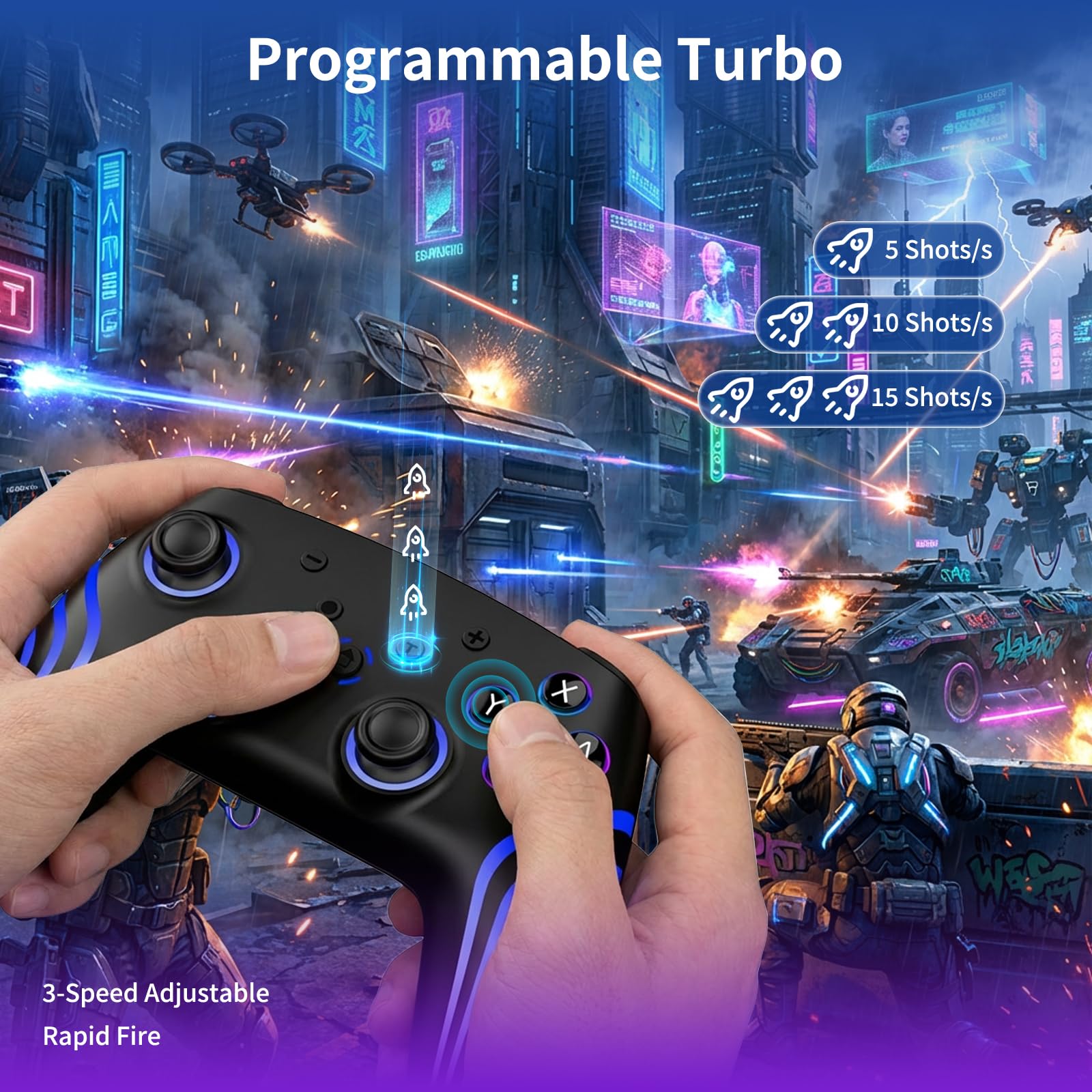 Mandos para Switch 2 (2 unidades) con estación de carga, mandos para Switch 2/Switch/Lite/OLED/PC, mandos Pro para Switch con RGB/activación/eje giroscópico/doble vibración/turbo/captura de pantalla