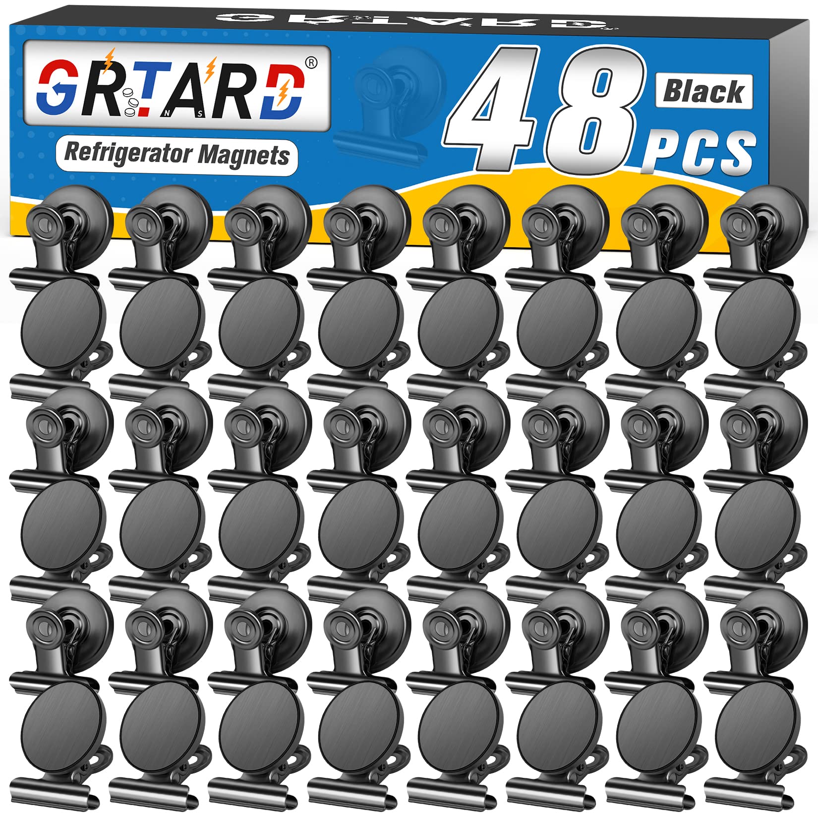 Photo 1 of 48pack Fridge Magnets Refrigerator Magnets Magnetic Clips Heavy Duty Detailed List Display Fasteners on Home (Black, 48) Black 48pack