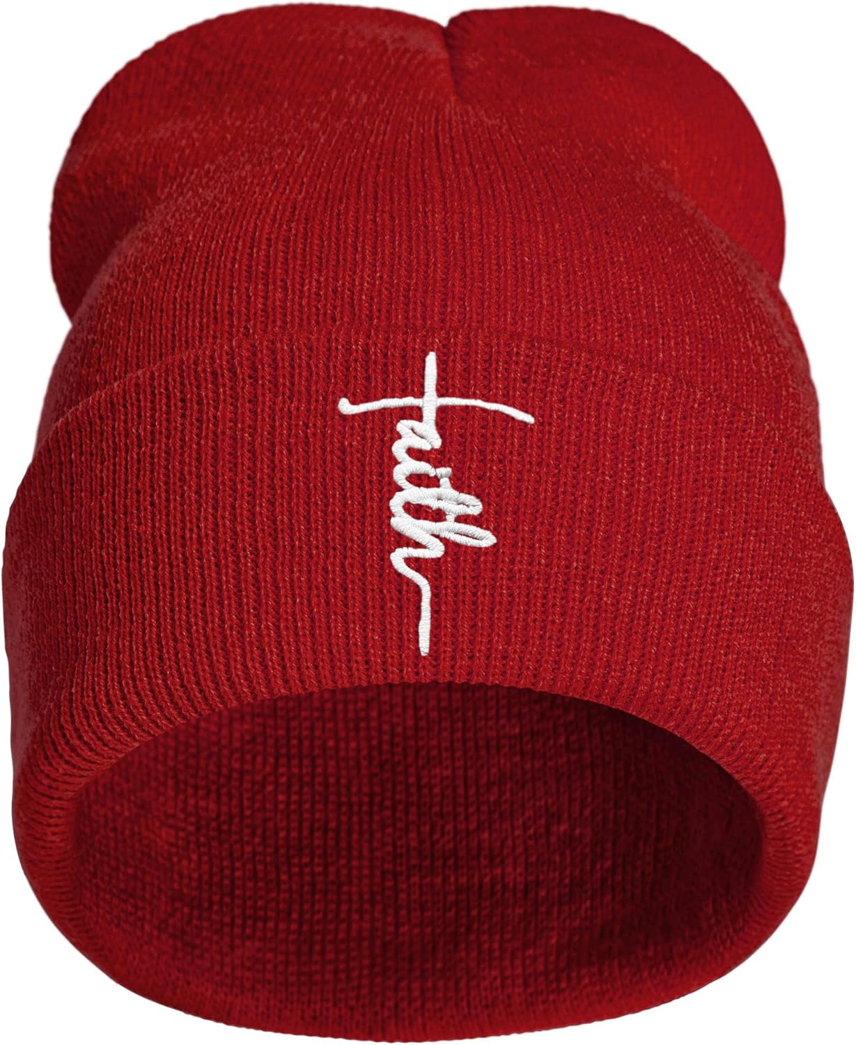 Faith Embroidered Beanie Jesus Knit Hat Winter Skull Cap, Christian Beanie for Men Women,Black - Image 2