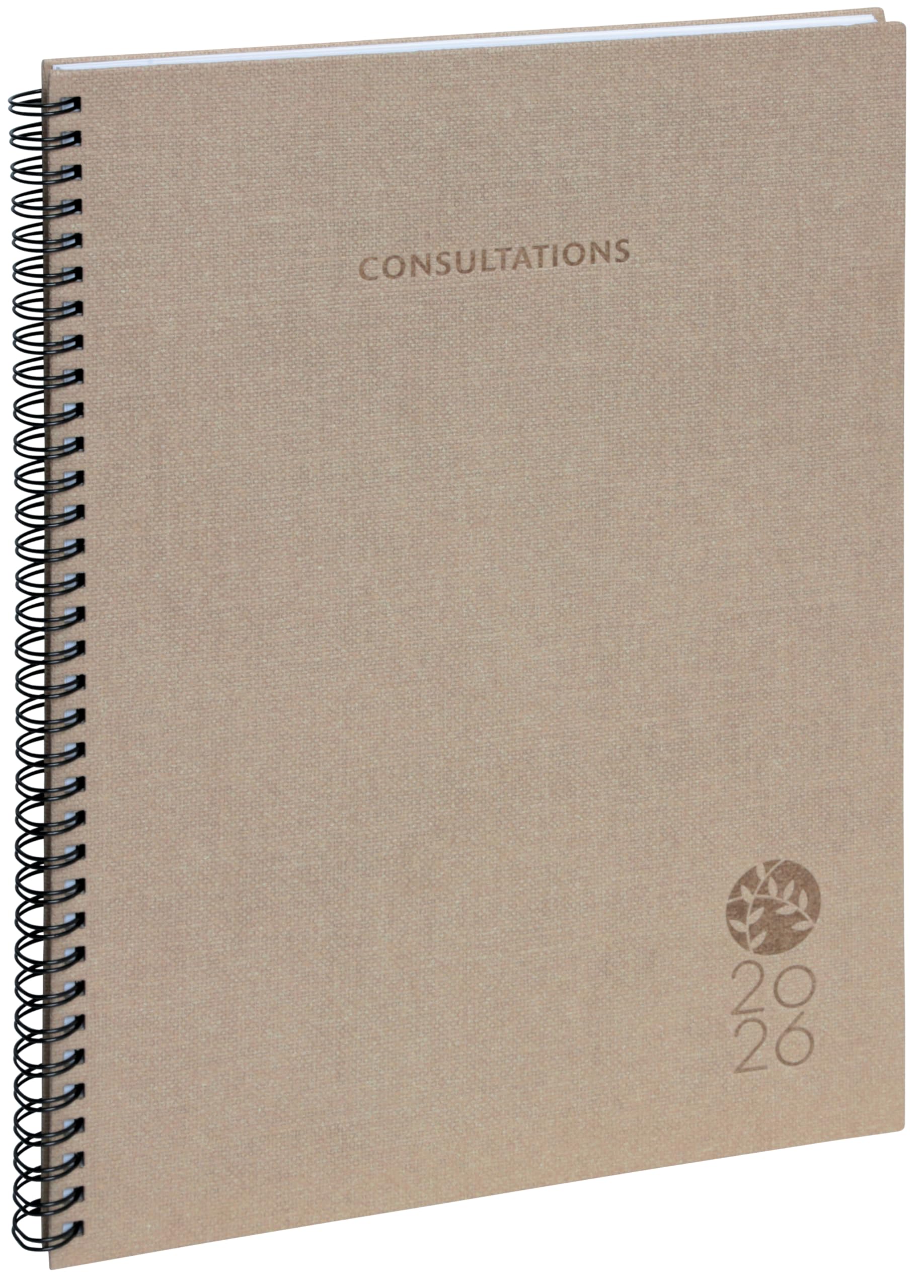Exacompta 296426E Consultations 29S Spiral Desk Diary Foreverreuse 29.7 x 21 cm Week to View January to December 2026 Linen