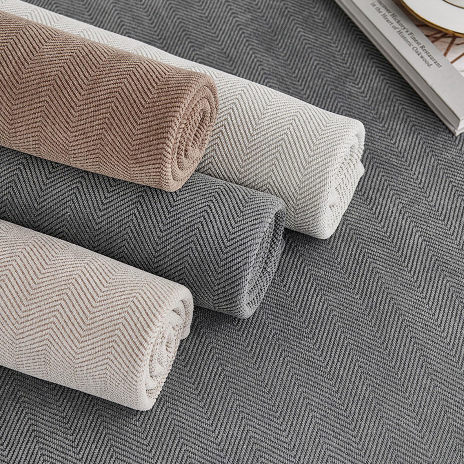 Housse de canapé d'angle en chenille beige, antidérapante, pour canapé mod