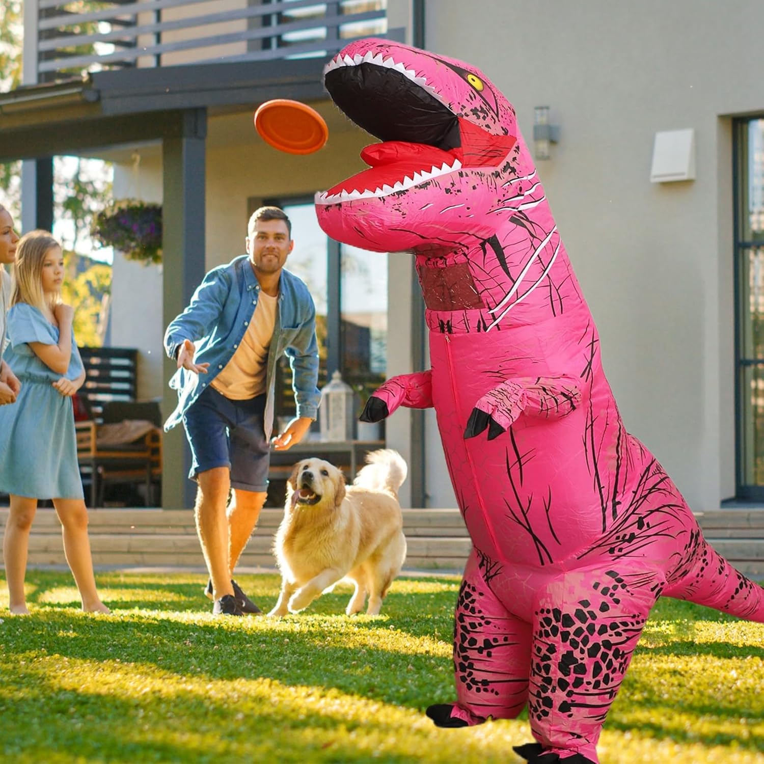 Inflatable Dinosaur Costume for Adult and Kid,Blow Up Dinosaur Costume for Halloween Cosplay Party,Fancy T-rex Costume Outfit - Image 5