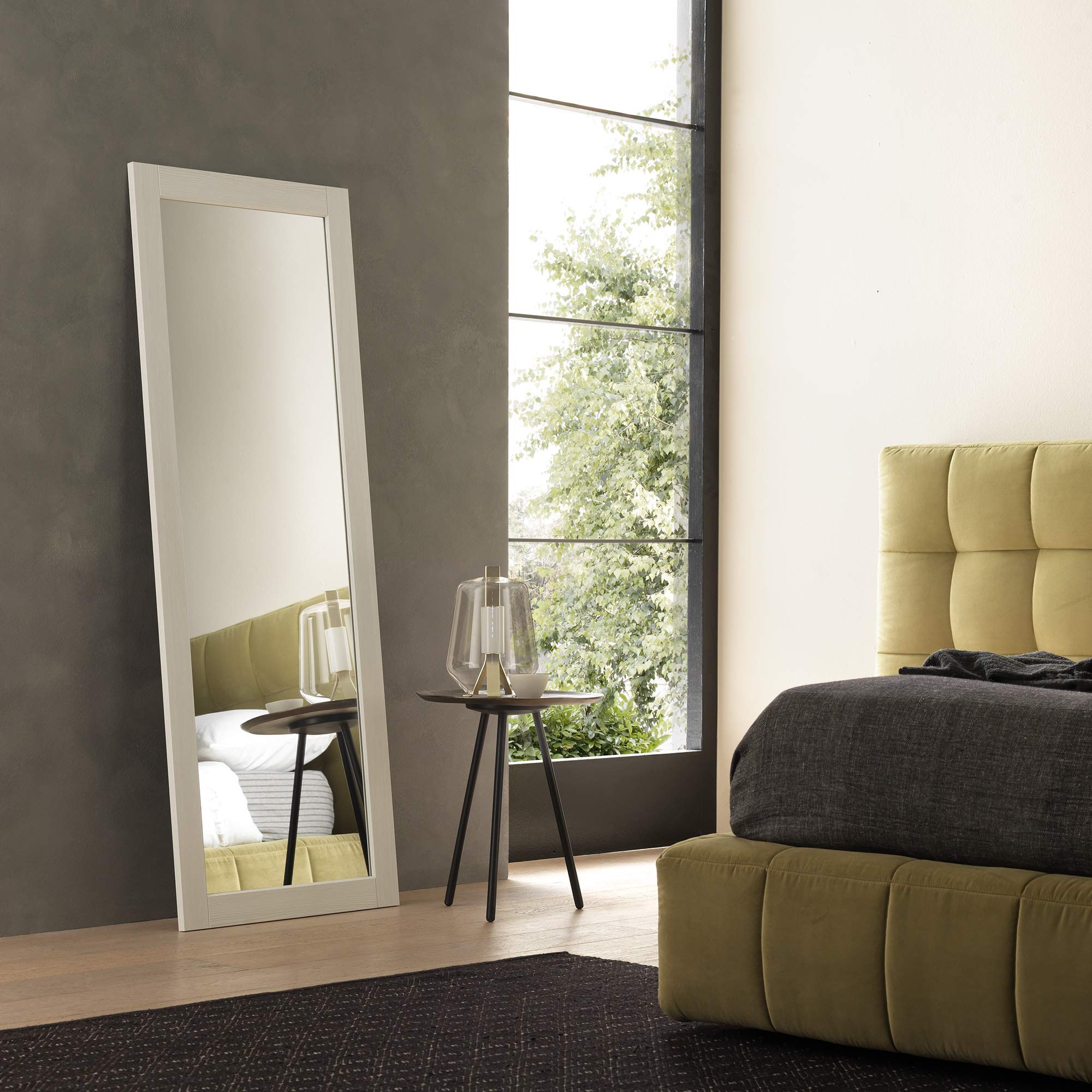 ARHome Specchiera da Parete, 160 x 60, Bianco Frassinato, Specchio da Terra, Made in Italy