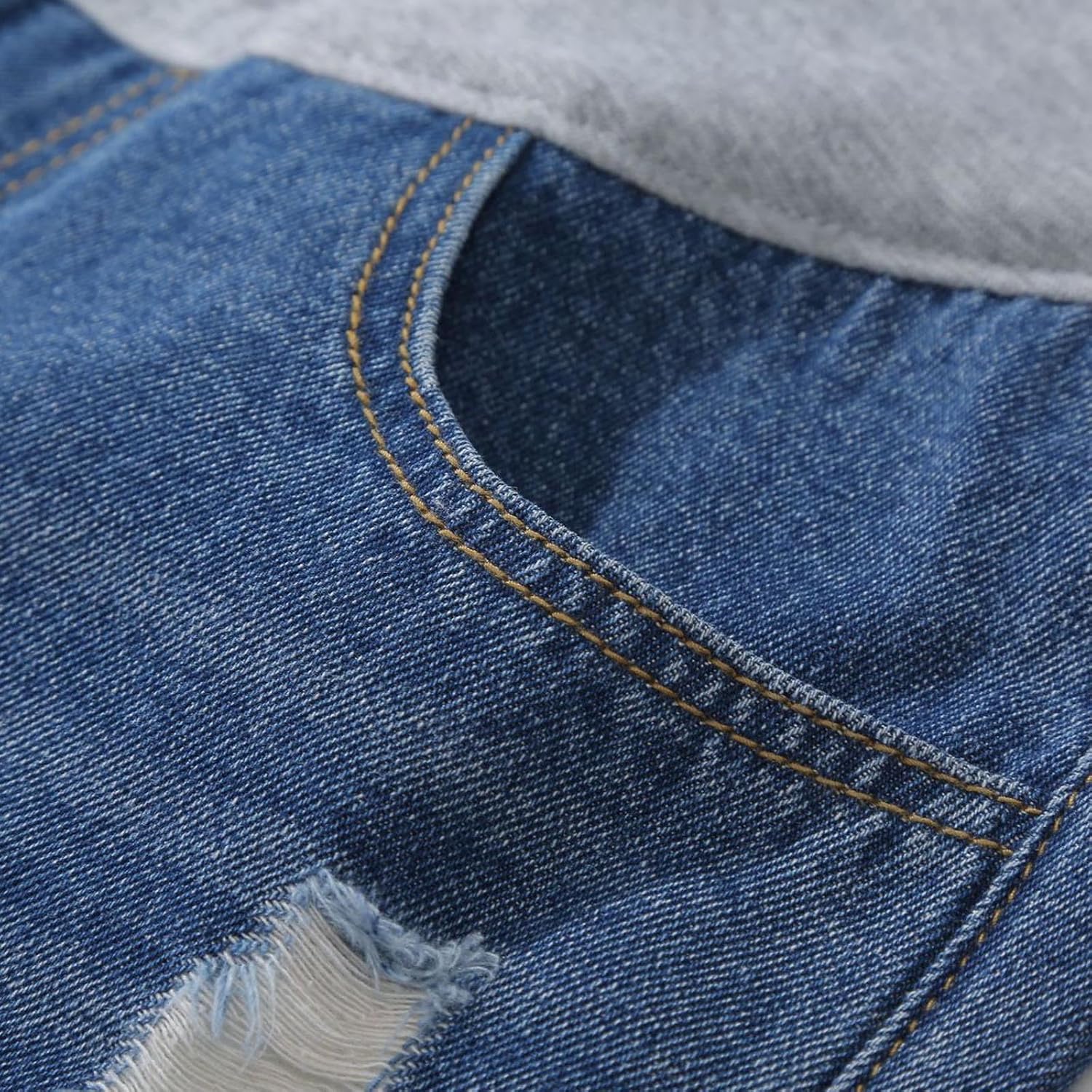 Maternity Denim Shorts Women's Summer High Waist Distressed Cuffed Hem Casual Denim Jean Shorts with Pocket