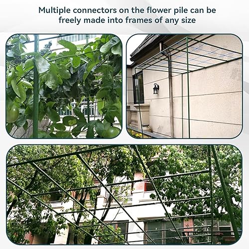 Miniatura 5 de Conector de marco de jardinería, conector de esquina de 5 vías, 8 estacas para plantas, tubo de esgrima, soporte para plantas, marco de invernadero,