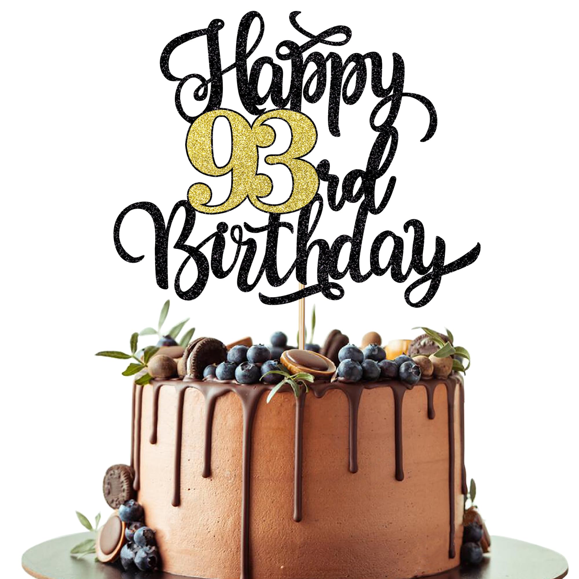 Happy Birthday 狂三　PR Amazon.com: Leetaivie Happy 93rd Birthday Cake Topper, Black Gold