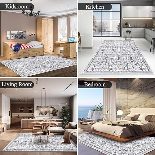 Miniatura 3 de Vaukki Alfombra para sala de estar, vintage lanudo y suave, alfombra de área de cocina antideslizante, alfombra lavable de granja para dormitorio,