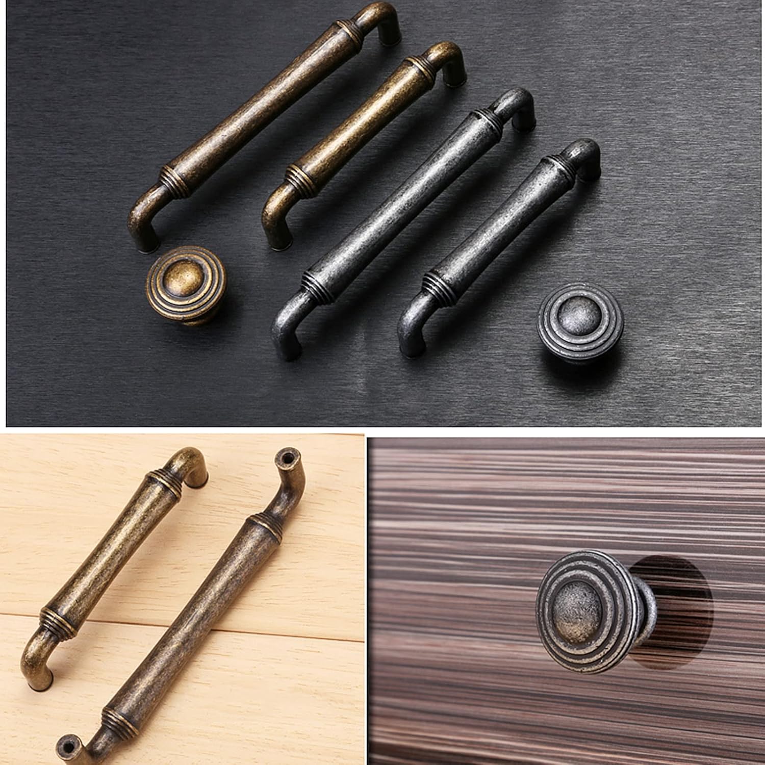Pull Handle,Vintage Drawer Knobs, Metal Furniture Handles Pull, Cabinet Handles, For Bathroom And Kitchen Cabinet Drawers, With Matching Screws (22mm), Zinc Alloy, Black, Bronze(Color:Yellow Bronze,Si