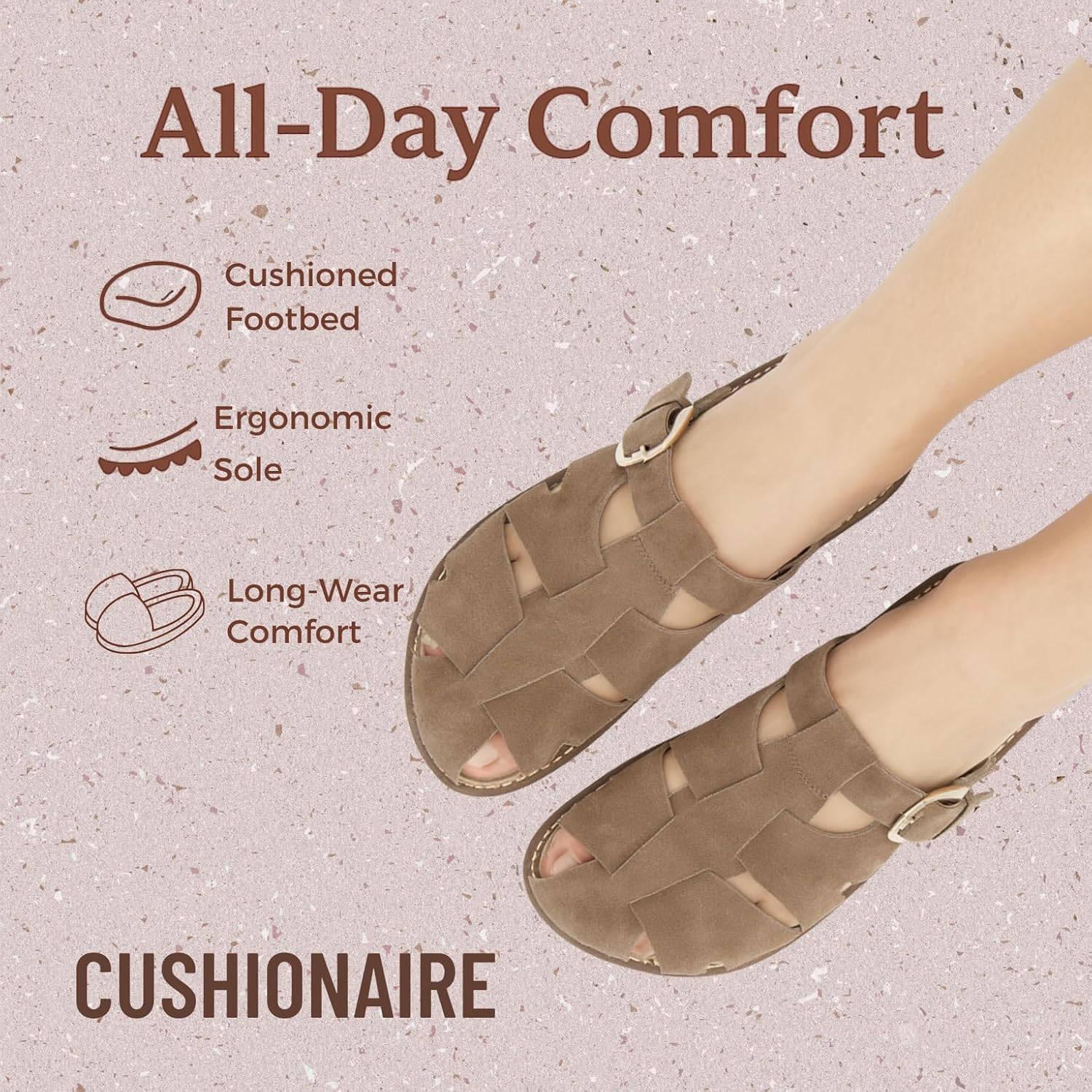 CUSHIONAIRE Benson Fisherman Sandals for Women – Suede Slip On Closed Toe Womens Clogs with Memory Foam Cork Footbed and Arch Support - Image 3