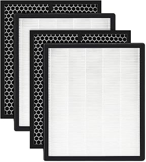 isinlive LV-PUR131 Replacement Filters, H13 True HEPA Filter Compatible with Levoit LV-PUR131 & LV-PUR131S Air Purifier, LV-PUR131-RF, 2 True HEPA & 2 Carbon Filters