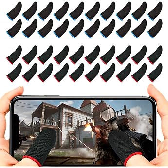 TSHAOUN 40 Pcs Game Finger Sleeve Touch Screen Daumenh lle Handyspiel Fingerling Atmungsaktive Fingerlinge Spiel Daumen  rmel Professionelles Gaming-Fingerbett f r M nner Frauen BlauRot