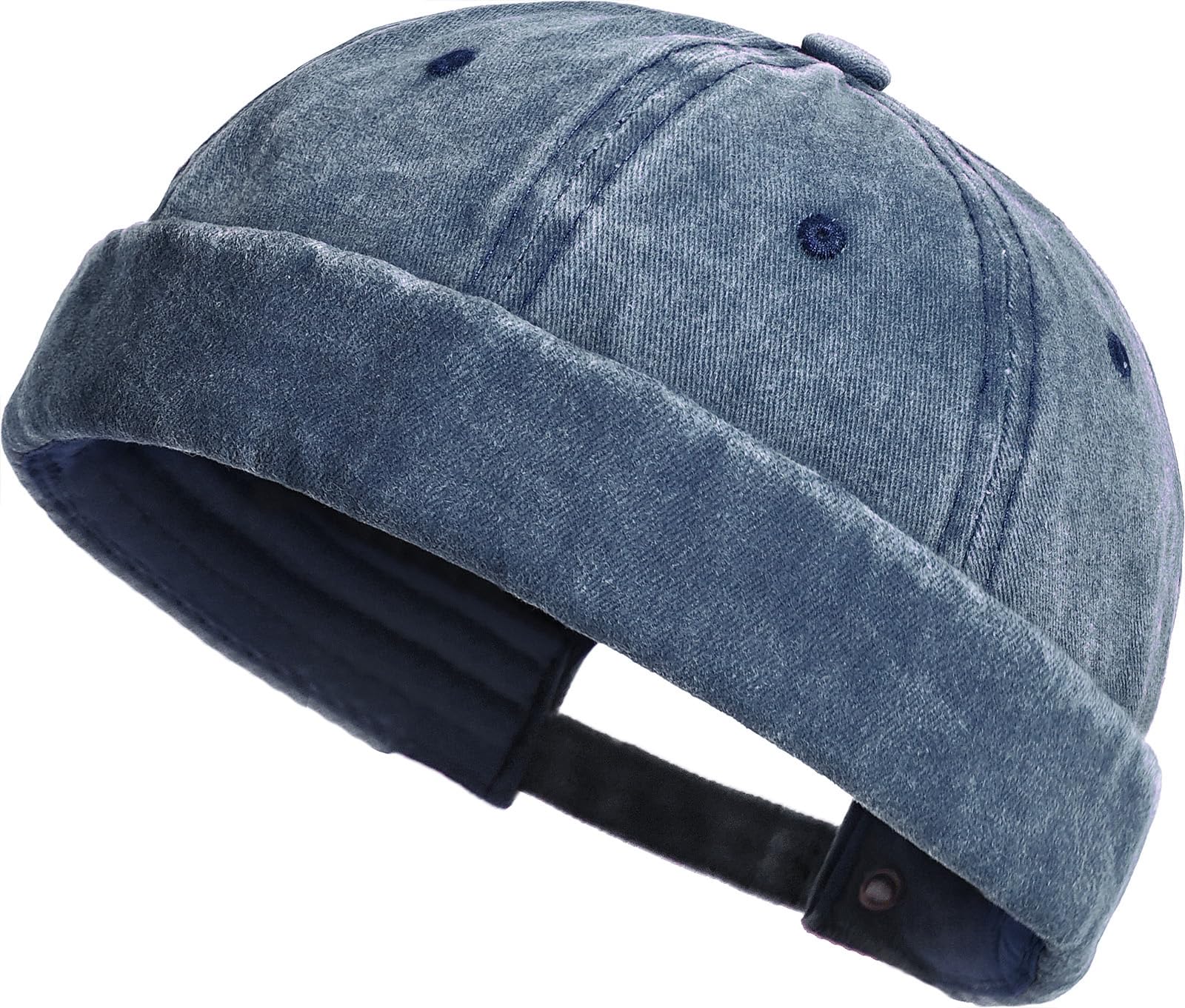 XYIYI Washed Cotton Brimless Hats for Men Vintage Docker Beanie Cap Rolled Cuff Skullcap