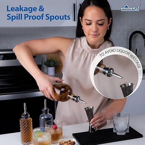 Miniatura 2 de EHOMEA2Z Vertedores de botellas de licor de acero inoxidable (paquete de 24) vertedores clásicos para alcohol, a prueba de fugas, aptos para