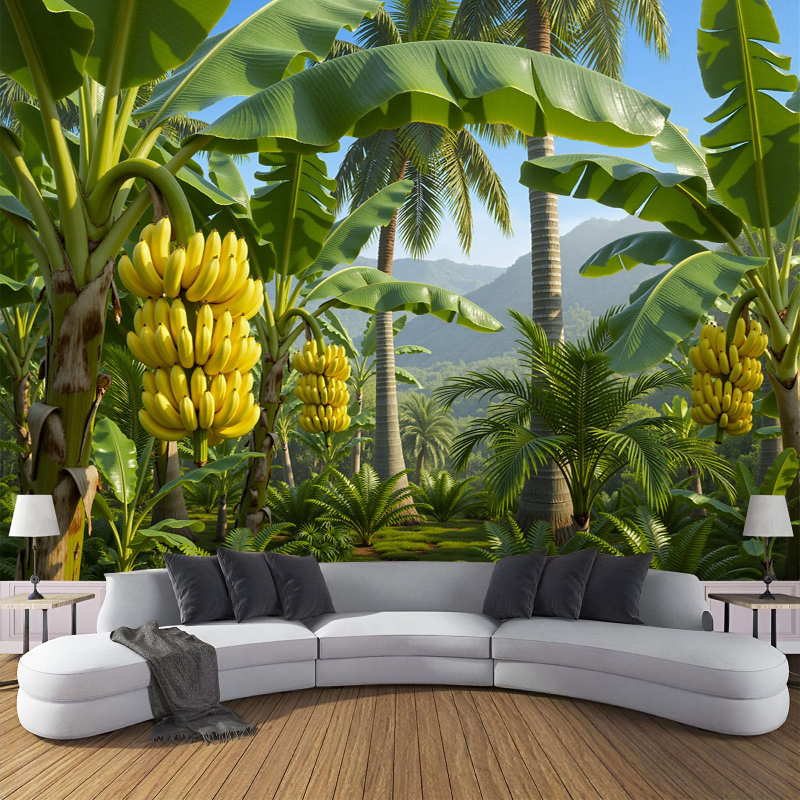 Papier peint intissé bananiers tropicaux photo haute définition