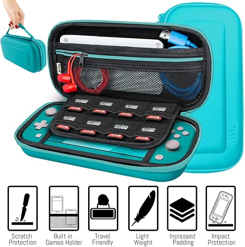 Miniatura 5 de Orzly Switch Lite Accessories Bundle - Funda y protector de pantalla para consola Nintendo Switch Lite, cable USB, soporte para juegos, funda de