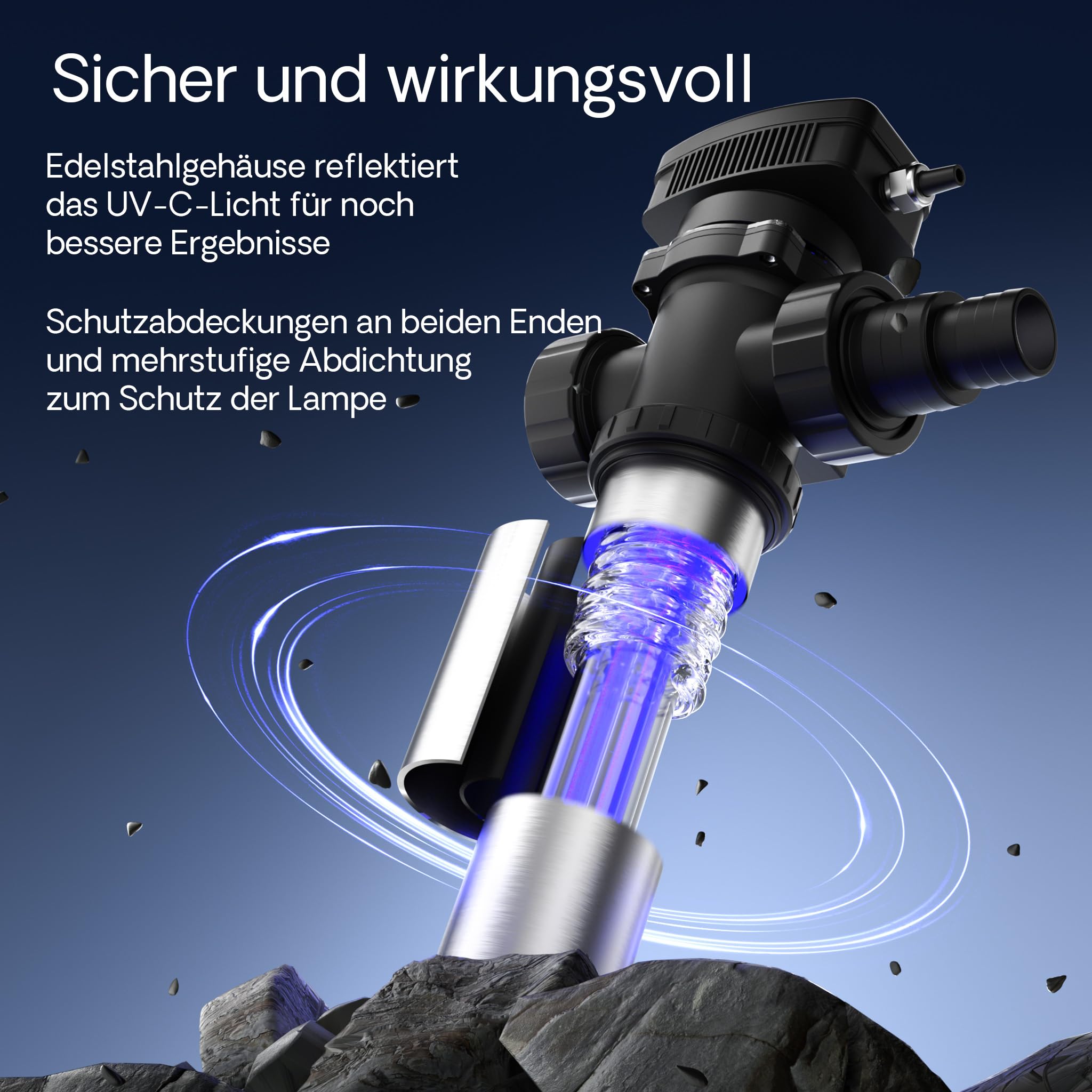 SunSun CUV-736 Teichklärer 7000 l/h / 36 W UVC, Vorklärgerät für Teichfilter & Teichpumpe, Wasserklärer mit UV-Lampe, Lichtfilter zur Algenbekämpfung