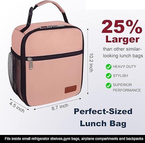 Miniatura 71 de Lonchera para hombres, mujeres y adultos, pequeña bolsa de almuerzo para oficina, trabajo, picnic, lonchera portátil reutilizable, color negro Negro