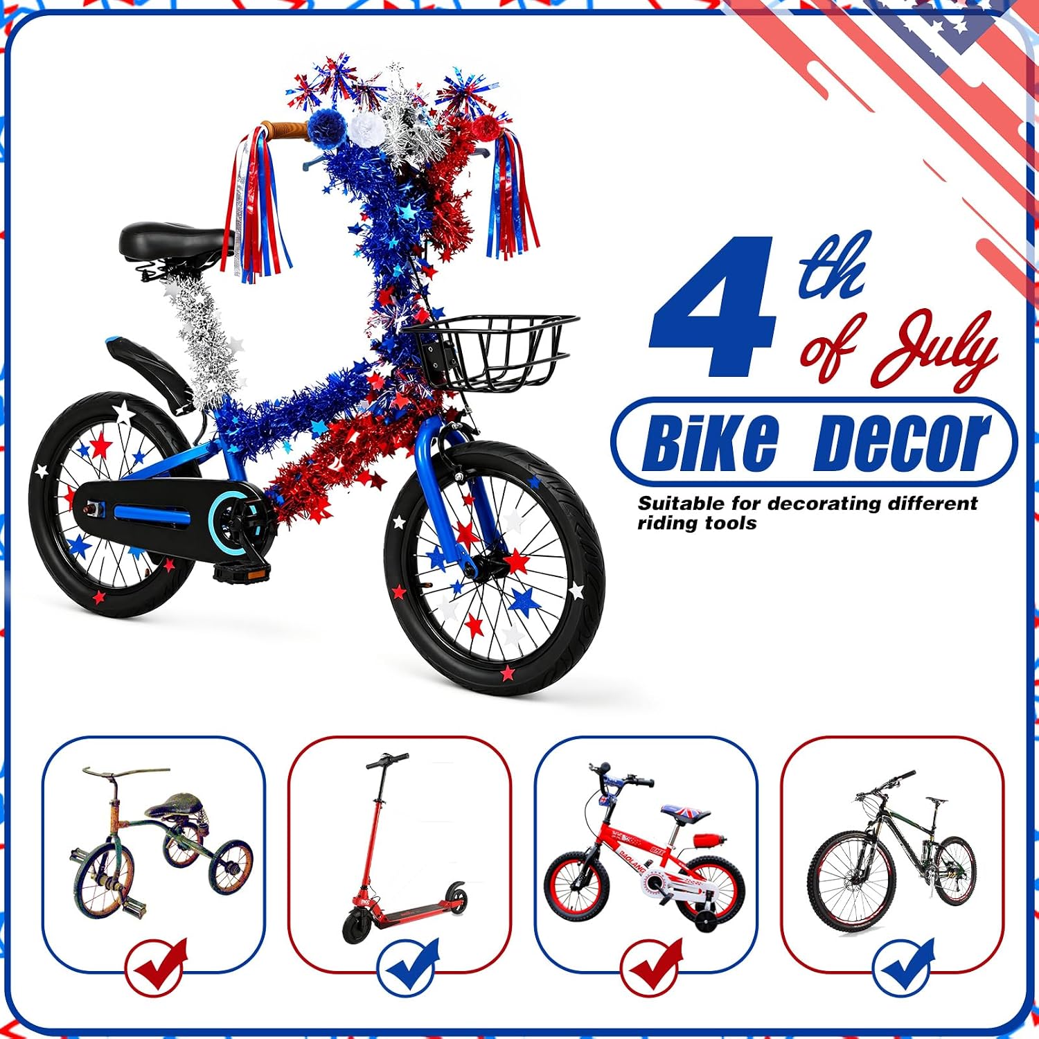 4th of July Bike Decorations Patriotic Parade Accessories image 3