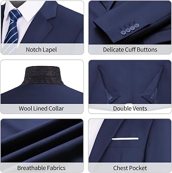 Men's Blazer Slim Fit 2 Buttons Smart Casual Business Suit Jacket