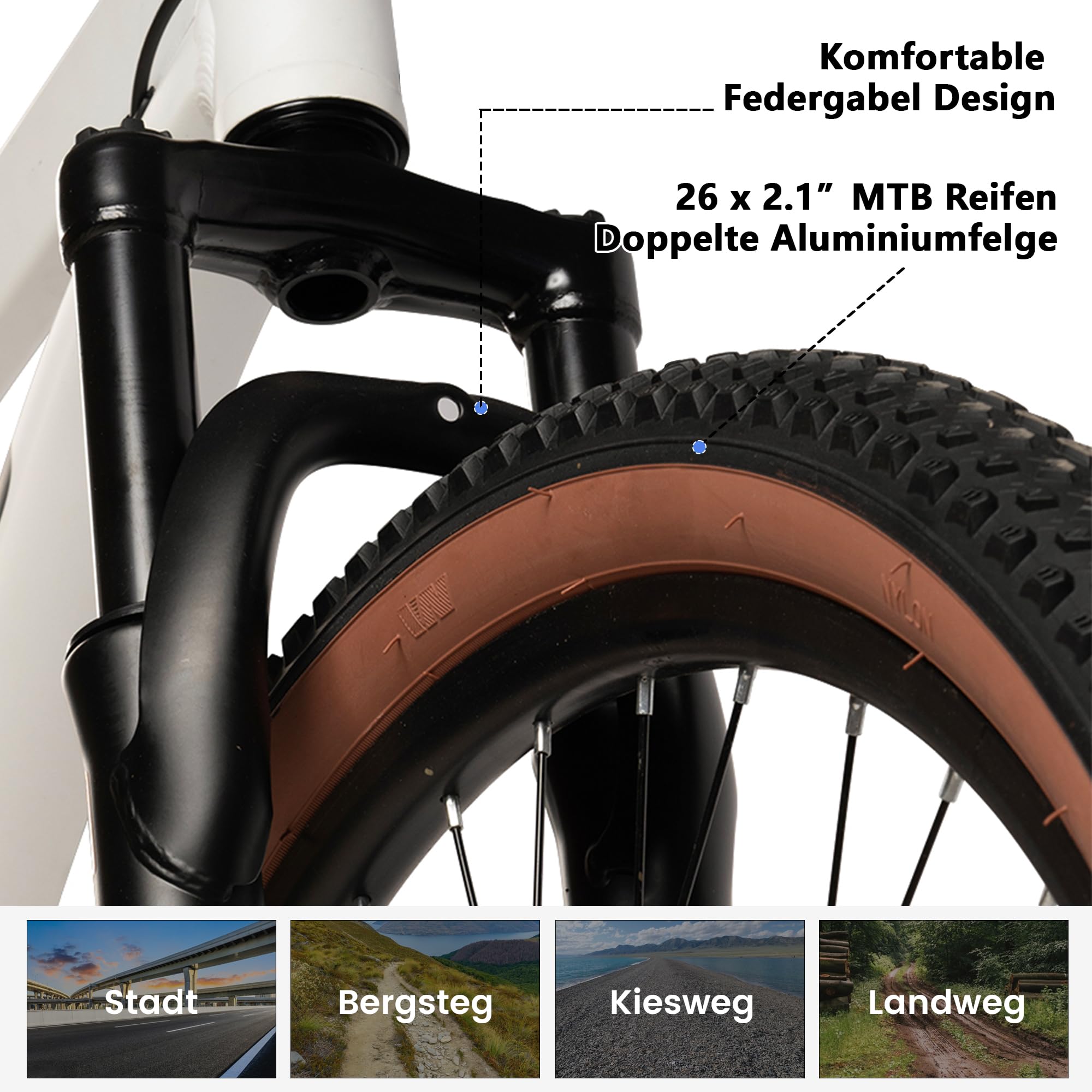 Mountainbike für Damen Herren, Mädchen und Jungen 21 Gang Shimano Tourney TZ Schaltwerk, Kettenschaltung, Hochwertiger Aluminiumrahmen